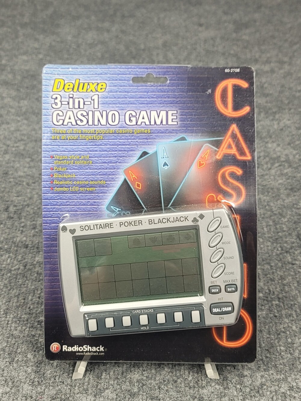 Vintage Radio Shack Deluxe 3-in-1 Pocket Casino Poker/Slot/Blackjack NOS